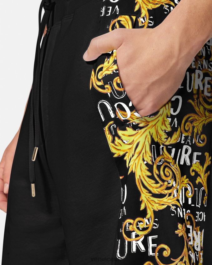 Men Versace Logo Couture Sweat Shorts 6D2D062422 Black & Gold Clothing