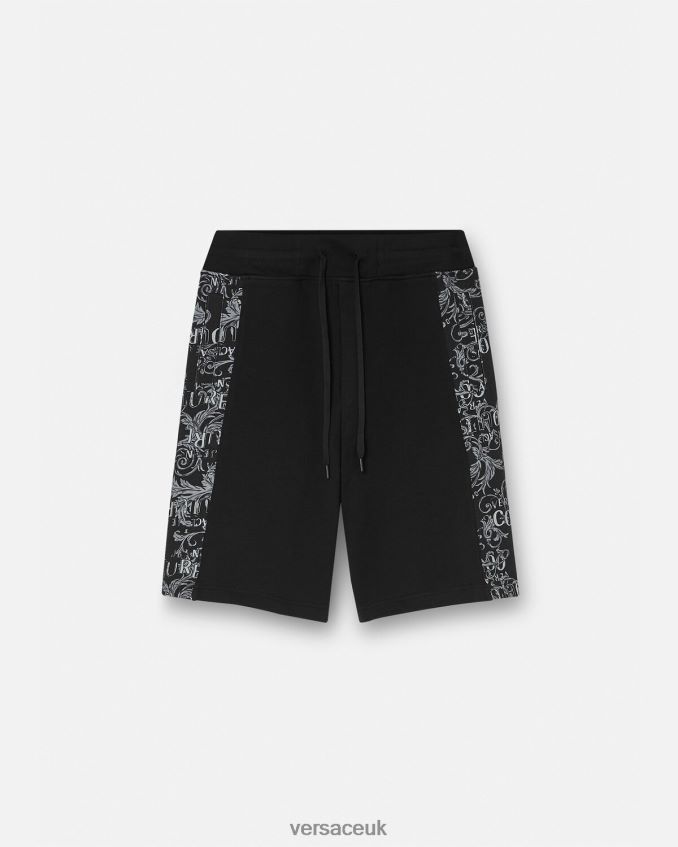 Men Versace Logo Couture Sweat Shorts 6D2D062423 Black Clothing