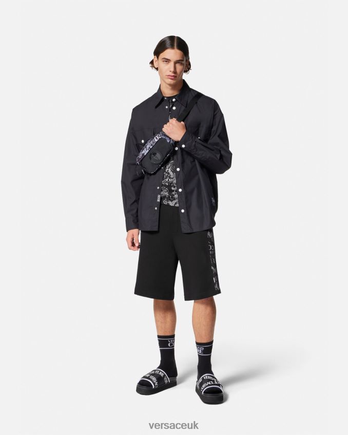 Men Versace Logo Couture Sweat Shorts 6D2D062423 Black Clothing