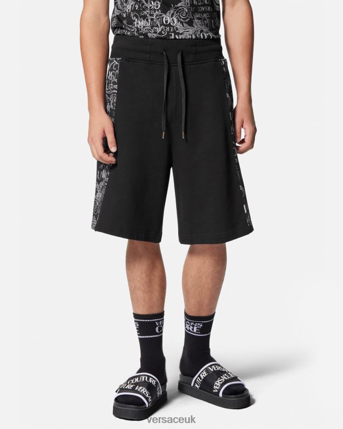 Men Versace Logo Couture Sweat Shorts 6D2D062423 Black Clothing