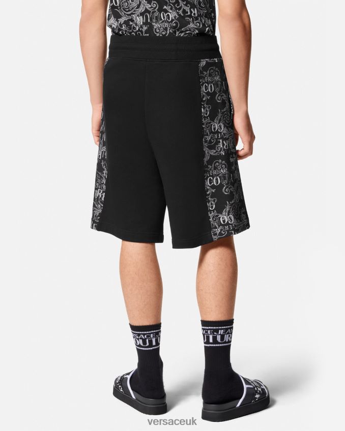 Men Versace Logo Couture Sweat Shorts 6D2D062423 Black Clothing
