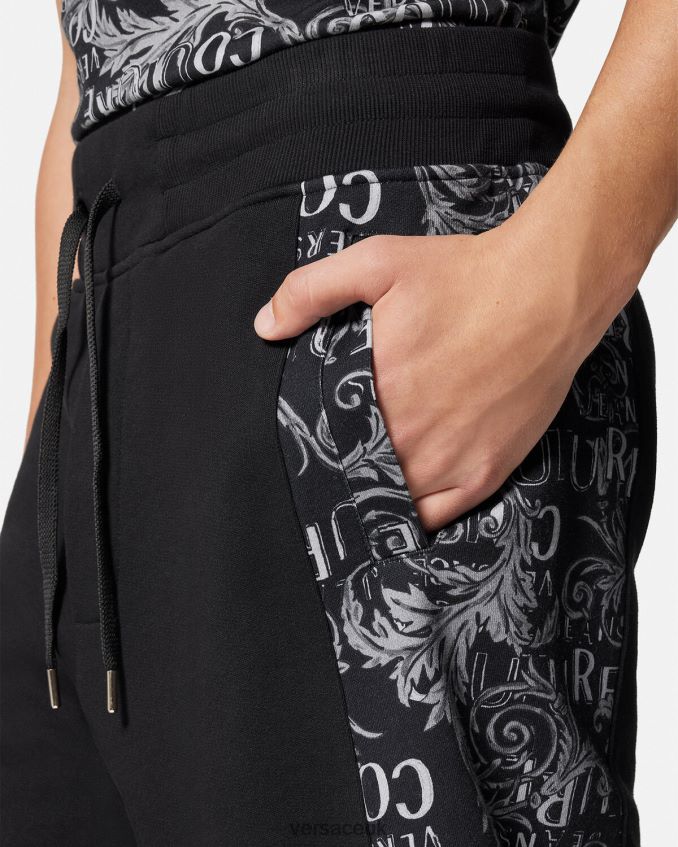 Men Versace Logo Couture Sweat Shorts 6D2D062423 Black Clothing