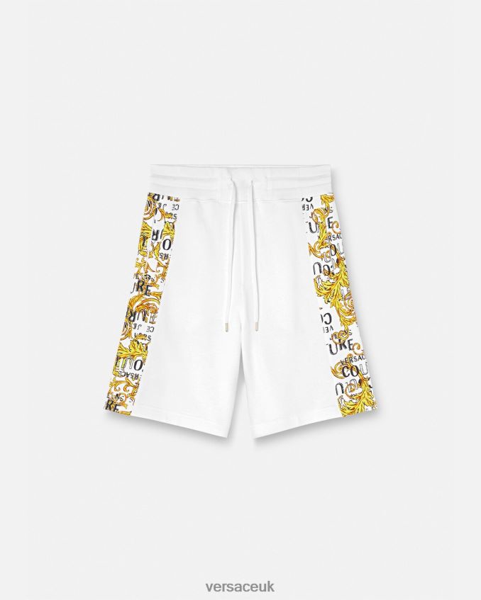 Men Versace Logo Couture Sweat Shorts 6D2D062424 Gold & White Clothing