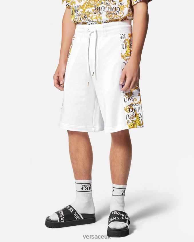 Men Versace Logo Couture Sweat Shorts 6D2D062424 Gold & White Clothing