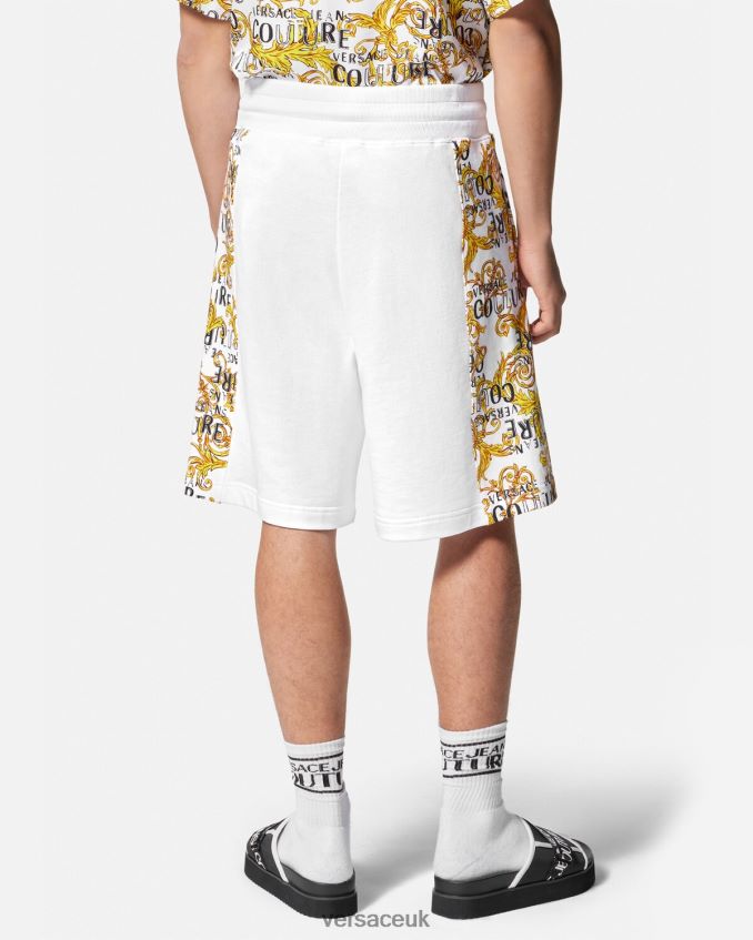 Men Versace Logo Couture Sweat Shorts 6D2D062424 Gold & White Clothing