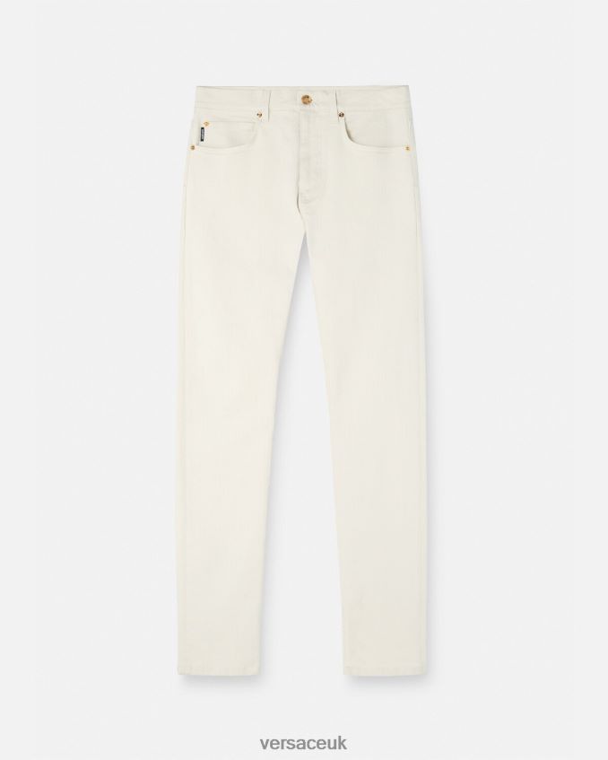 Men Versace Medusa Slim-Fit Jeans 6D2D061451 White Clothing
