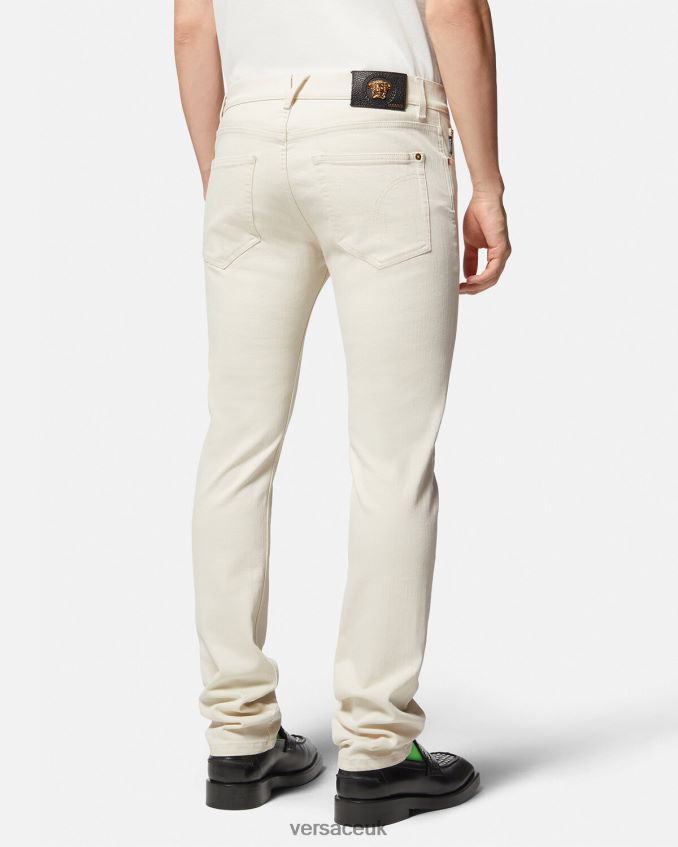 Men Versace Medusa Slim-Fit Jeans 6D2D061451 White Clothing