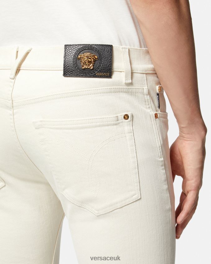 Men Versace Medusa Slim-Fit Jeans 6D2D061451 White Clothing