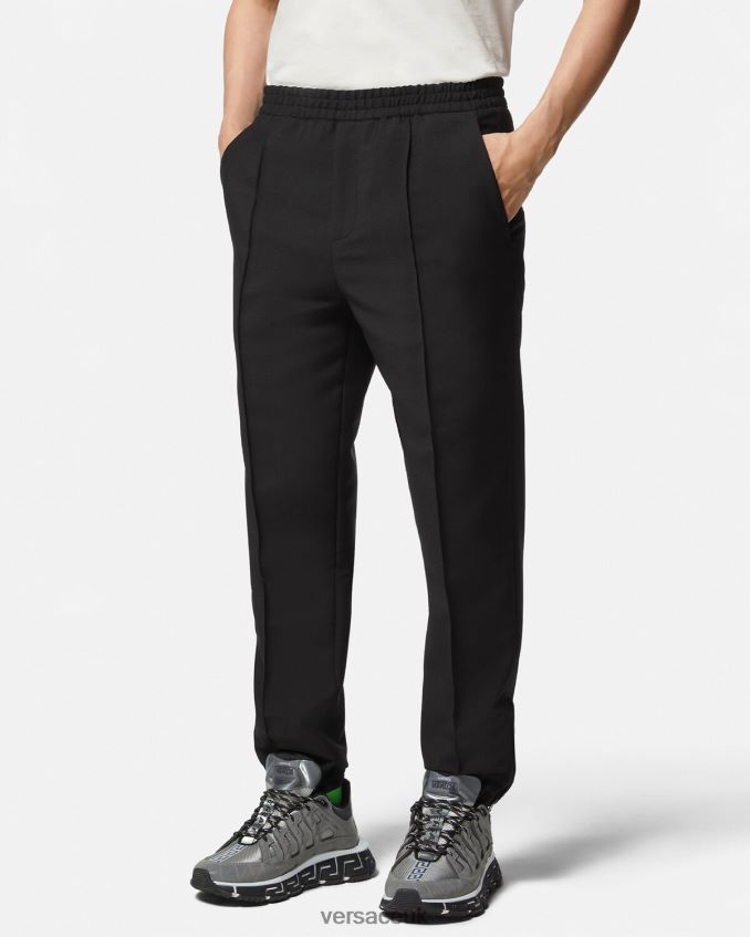 Men Versace Mohair Blend Jogger Pants 6D2D061450 Black Clothing