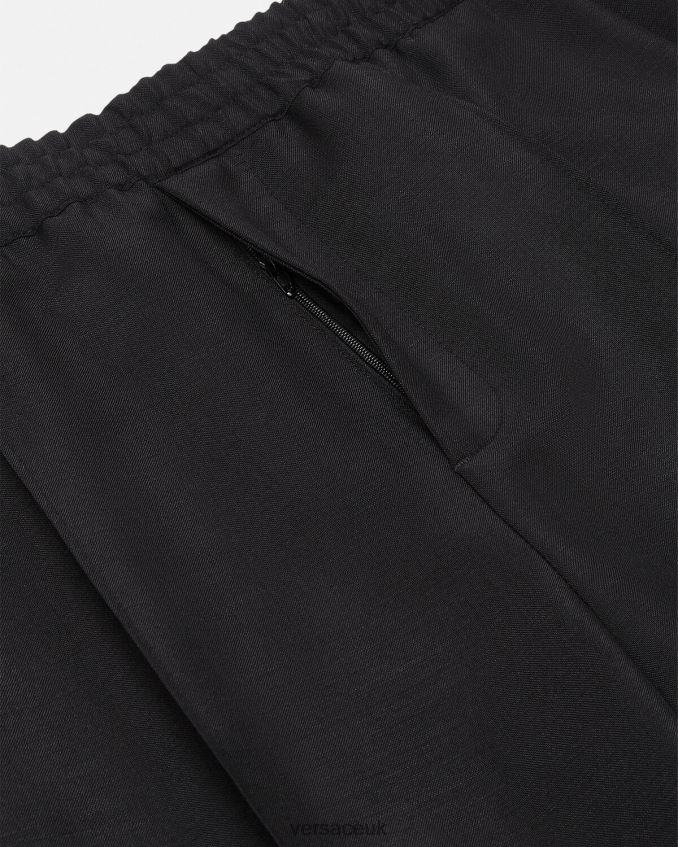 Men Versace Mohair Blend Jogger Pants 6D2D061450 Black Clothing