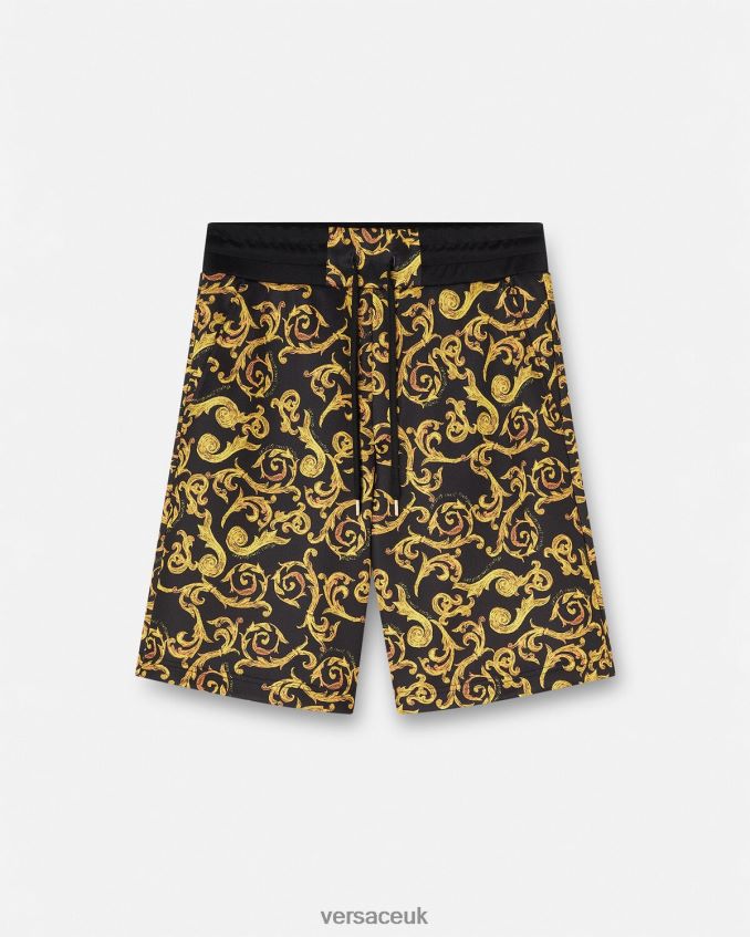 Men Versace Sketch Couture Sweat Shorts 6D2D062382 Black & Gold Clothing