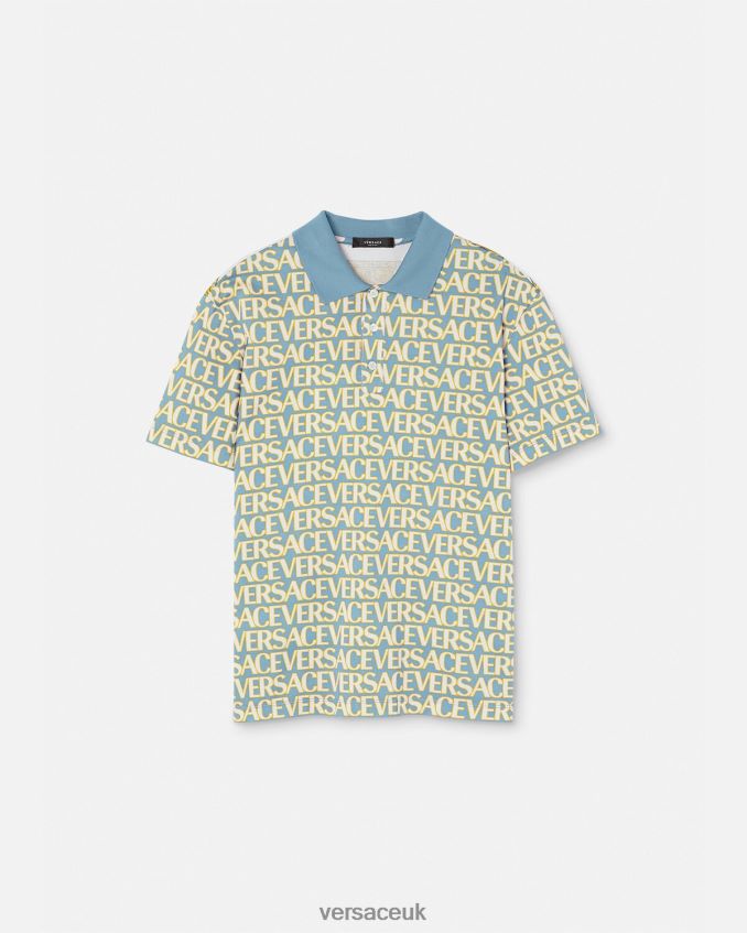Men Versace Allover Short-Sleeved Polo 6D2D061355 Print Clothing