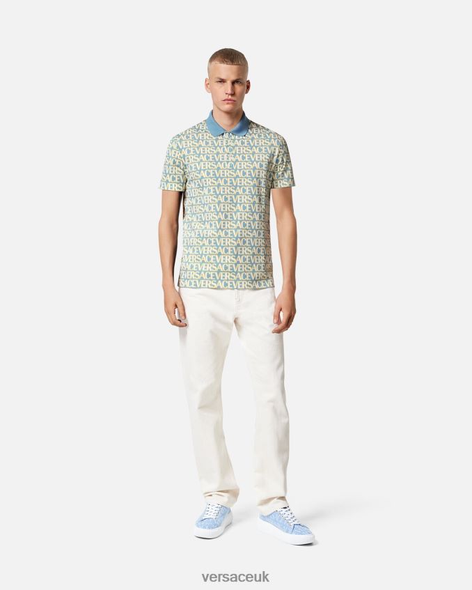 Men Versace Allover Short-Sleeved Polo 6D2D061355 Print Clothing