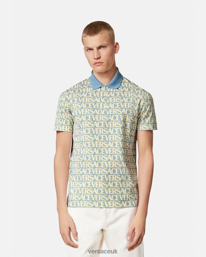 Men Versace Allover Short-Sleeved Polo 6D2D061355 Print Clothing