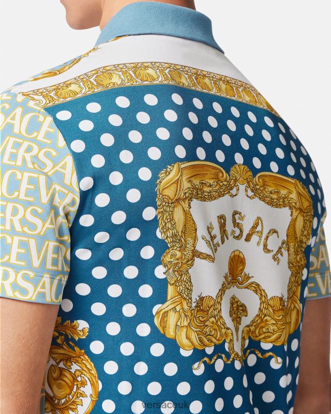 Men Versace Allover Short-Sleeved Polo 6D2D061355 Print Clothing