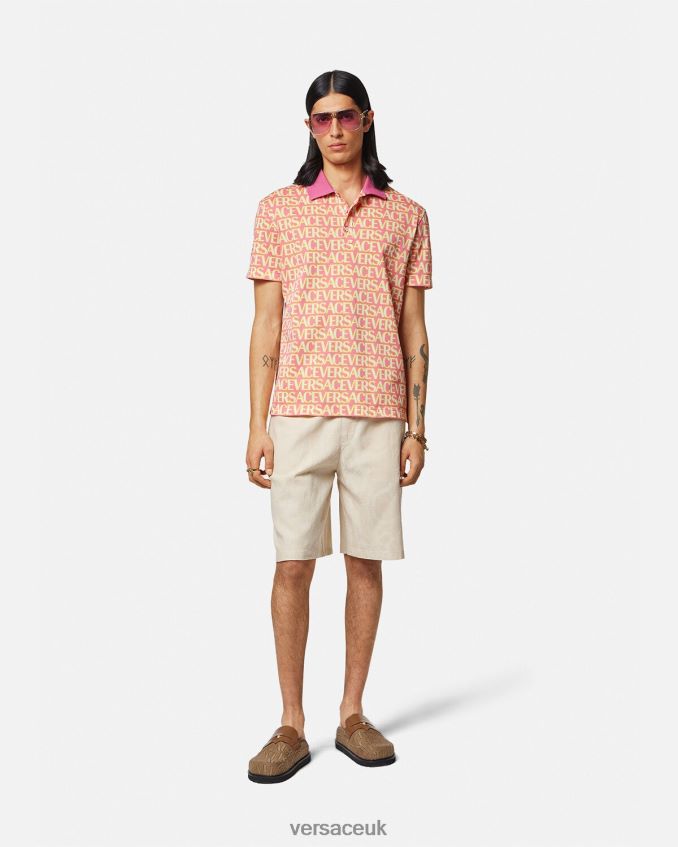 Men Versace Allover Short-Sleeved Polo 6D2D061356 Print Clothing