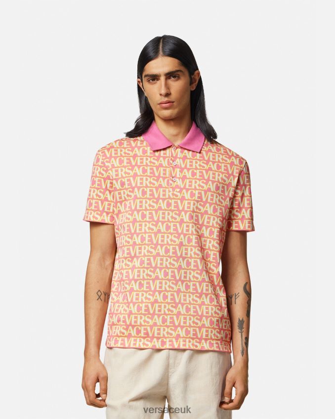 Men Versace Allover Short-Sleeved Polo 6D2D061356 Print Clothing