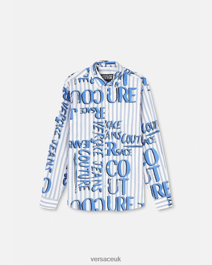 Men Versace Doodle Logo Shirt 6D2D062374 White Clothing