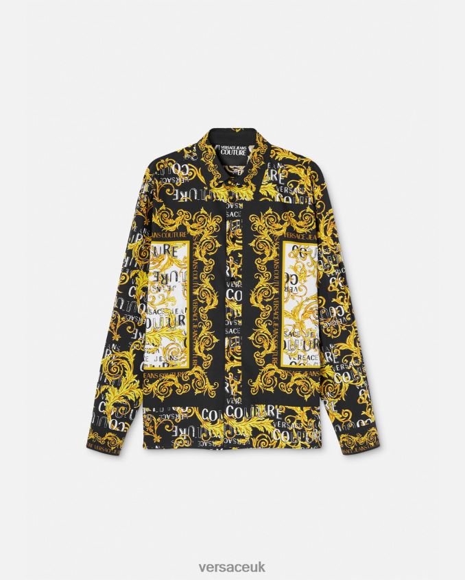 Men Versace Logo Couture Shirt 6D2D062393 Black & Gold Clothing