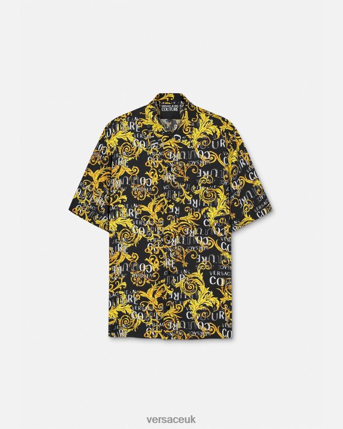 Men Versace Logo Couture Shirt 6D2D062394 Black & Gold Clothing