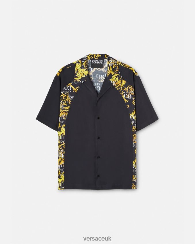 Men Versace Logo Couture Shirt 6D2D062395 Black & Gold Clothing