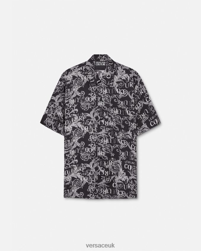 Men Versace Logo Couture Shirt 6D2D062398 Black & Print Clothing