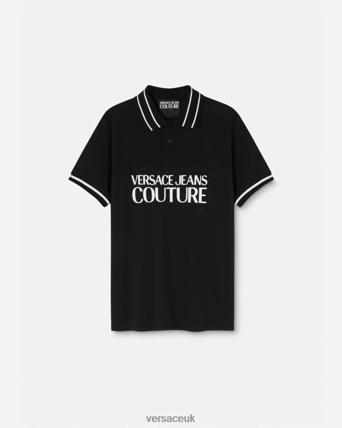 Men Versace Logo Polo Shirt 6D2D062361 Black Clothing