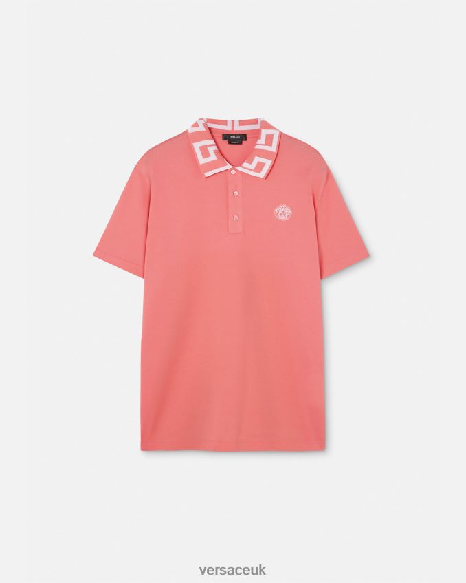 Men Versace Medusa Greca Polo Shirt 6D2D061357 Pink Clothing