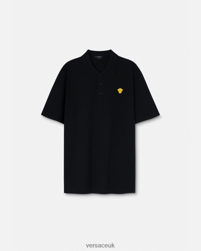 Men Versace Medusa Short-Sleeved Polo Shirt 6D2D061373 Black Clothing