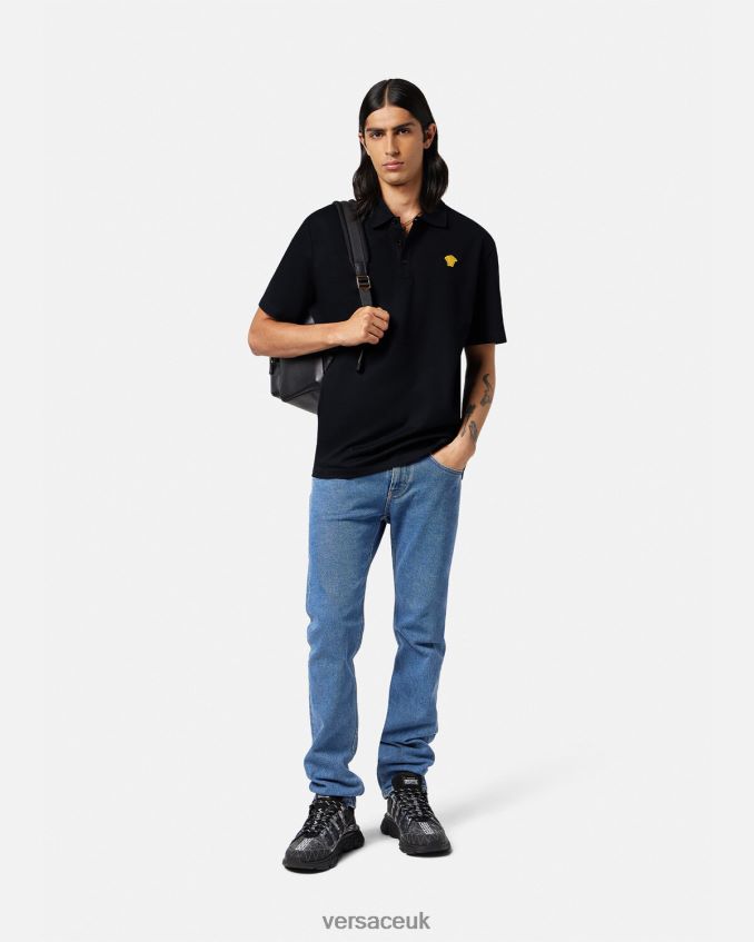 Men Versace Medusa Short-Sleeved Polo Shirt 6D2D061373 Black Clothing