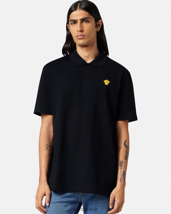 Men Versace Medusa Short-Sleeved Polo Shirt 6D2D061373 Black Clothing