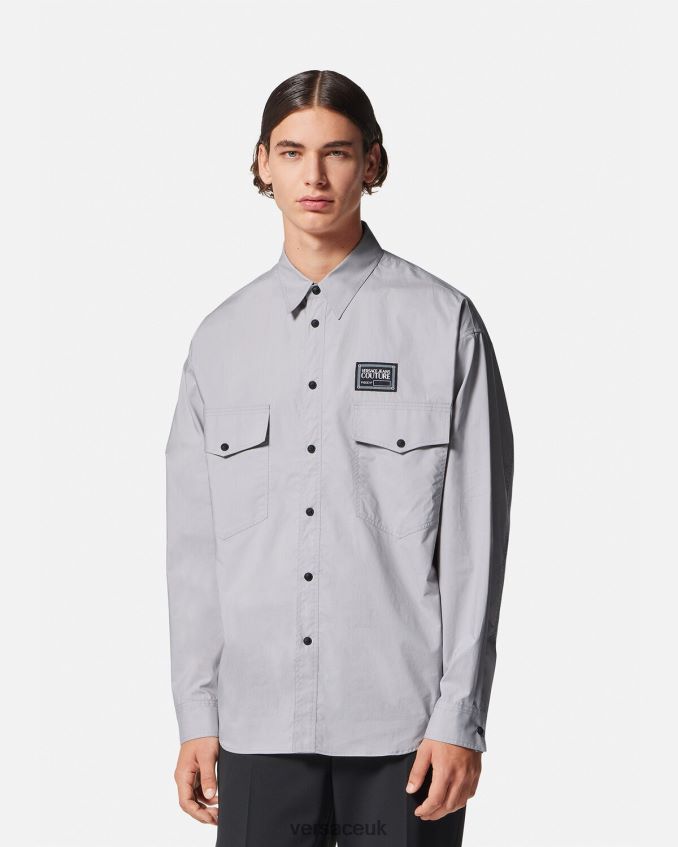 Men Versace Piece Number Logo Shirt 6D2D062400 Black & Print Clothing