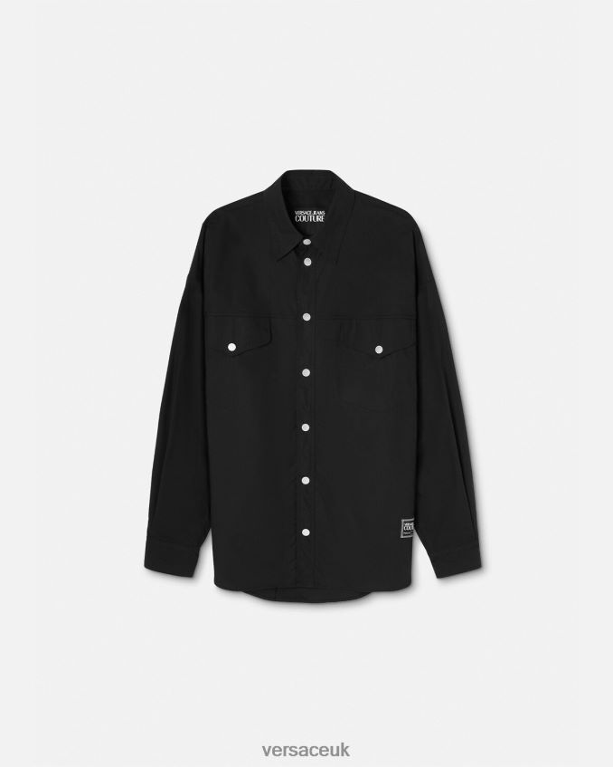 Men Versace Piece Number Logo Shirt 6D2D062401 Black Clothing