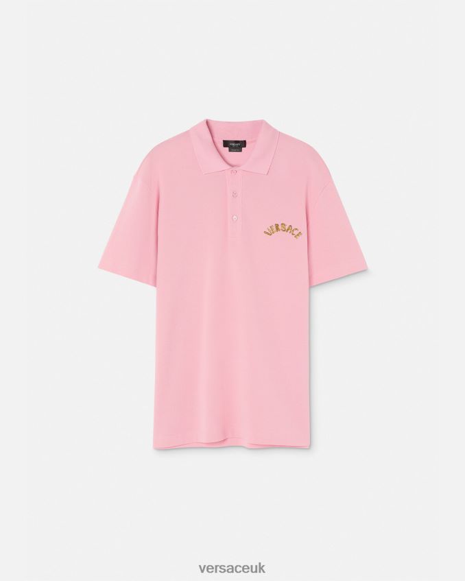 Men Versace Seashell Baroque Logo Polo Shirt 6D2D061365 Pink Clothing