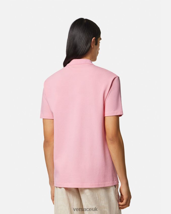 Men Versace Seashell Baroque Logo Polo Shirt 6D2D061365 Pink Clothing