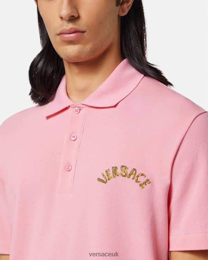 Men Versace Seashell Baroque Logo Polo Shirt 6D2D061365 Pink Clothing
