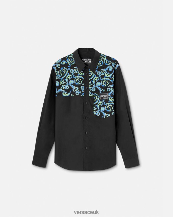 Men Versace Sketch Couture Shirt 6D2D062375 Black & White Clothing