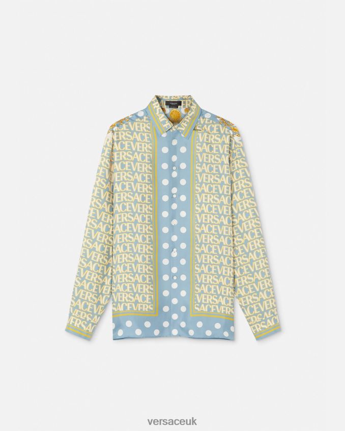 Men Versace Allover Silk Shirt 6D2D061284 Print Clothing