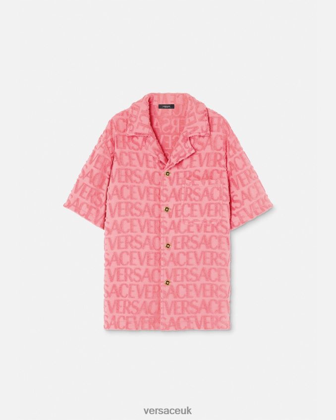 Men Versace Allover Towel Overshirt 6D2D061281 Pink Clothing