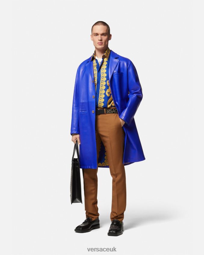 Men Versace Barocco 660 Cotton Shirt 6D2D061321 Blue & Gold Clothing
