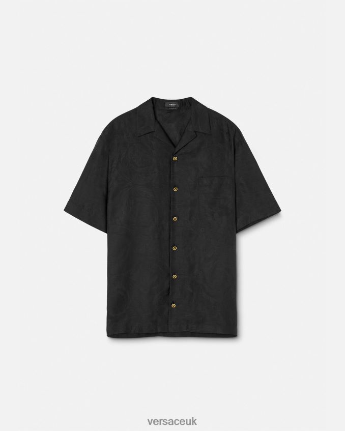 Men Versace Barocco Silhouette Shirt 6D2D061289 Black Clothing