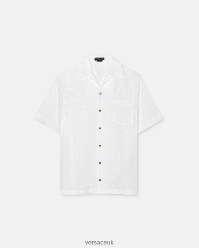 Men Versace Barocco Silhouette Shirt 6D2D061290 White Clothing