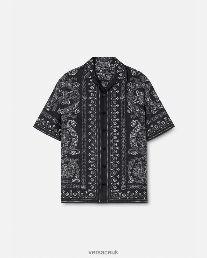 Men Versace Barocco Silhouette Silk Shirt 6D2D061315 Print Clothing