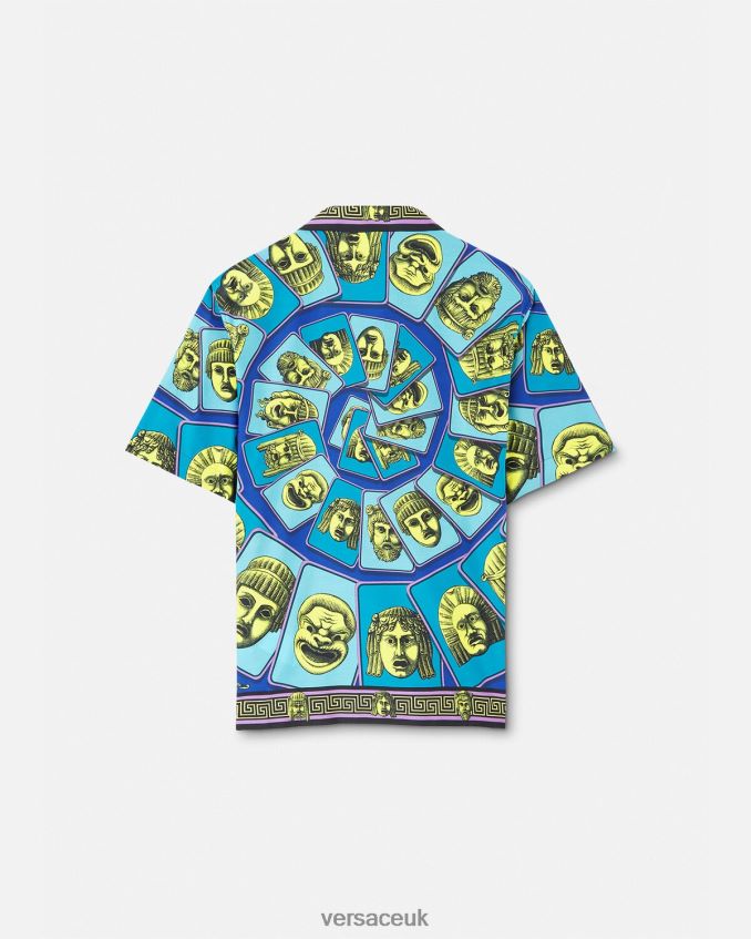 Men Versace Le Maschere Cotton-Blend Shirt 6D2D061309 Print Clothing