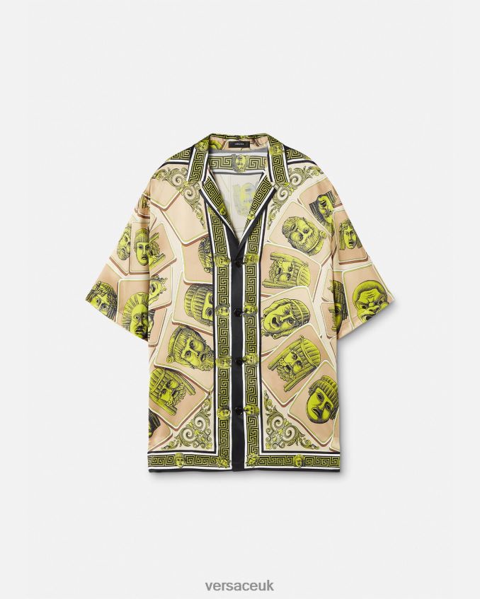Men Versace Le Maschere Oversized Silk Shirt 6D2D061308 Print Clothing