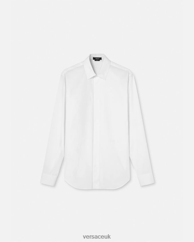 Men Versace Logo Embroidered Shirt 6D2D061300 White Clothing