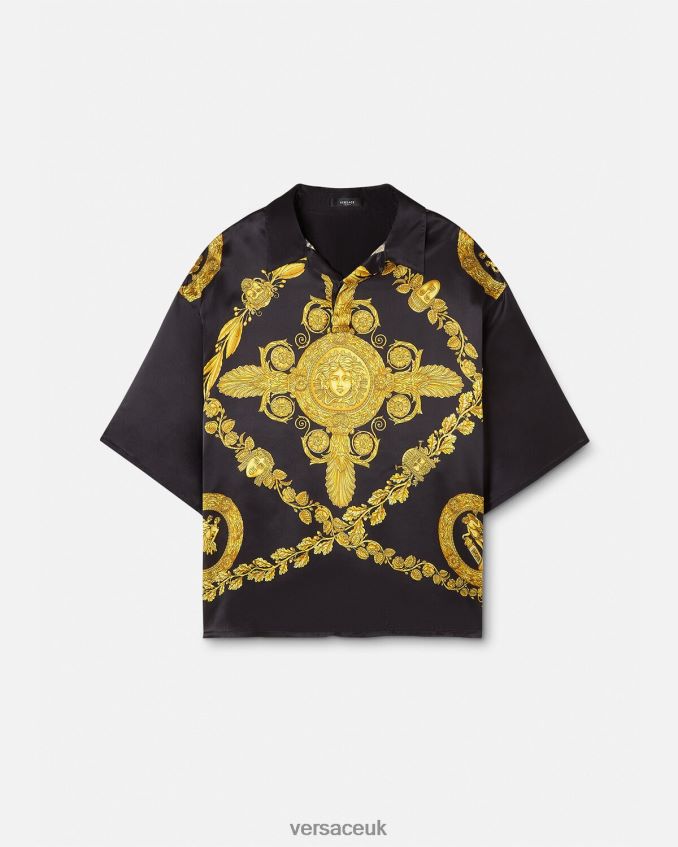 Men Versace Maschera Baroque Satin Polo Shirt 6D2D061313 Print Clothing