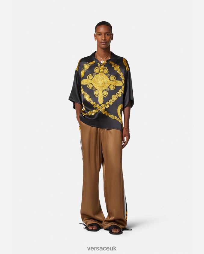 Men Versace Maschera Baroque Satin Polo Shirt 6D2D061313 Print Clothing