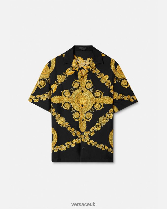 Men Versace Maschera Baroque Silk Shirt 6D2D061311 Print Clothing