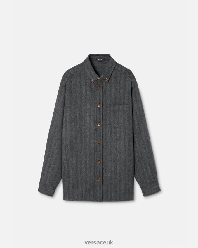 Men Versace Medusa Cashmere Overshirt 6D2D061302 Gray Clothing